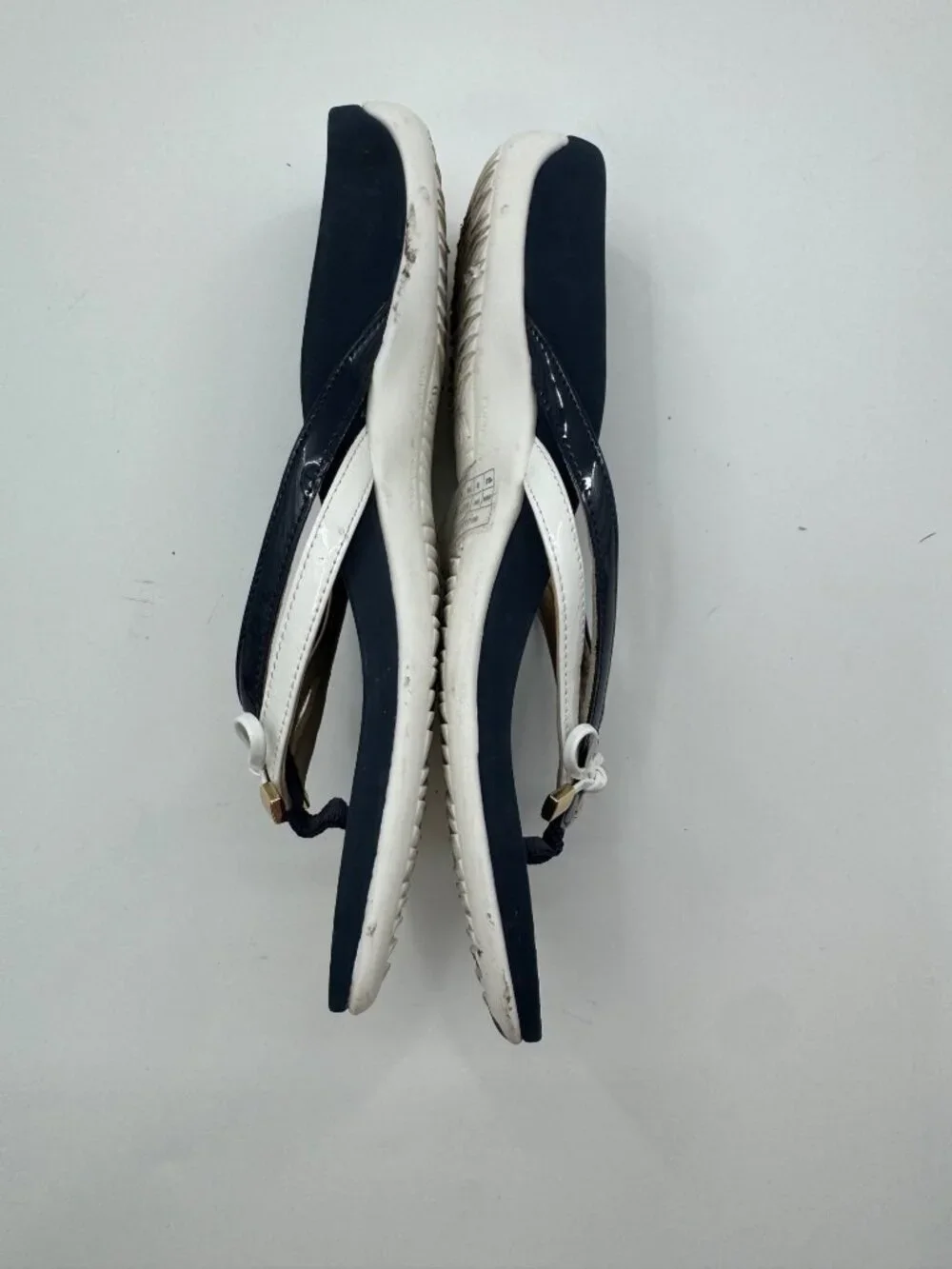 Vionic Bella X Womens Orthotic Flip Flops Navy & White Size 8.5 Bow Accent